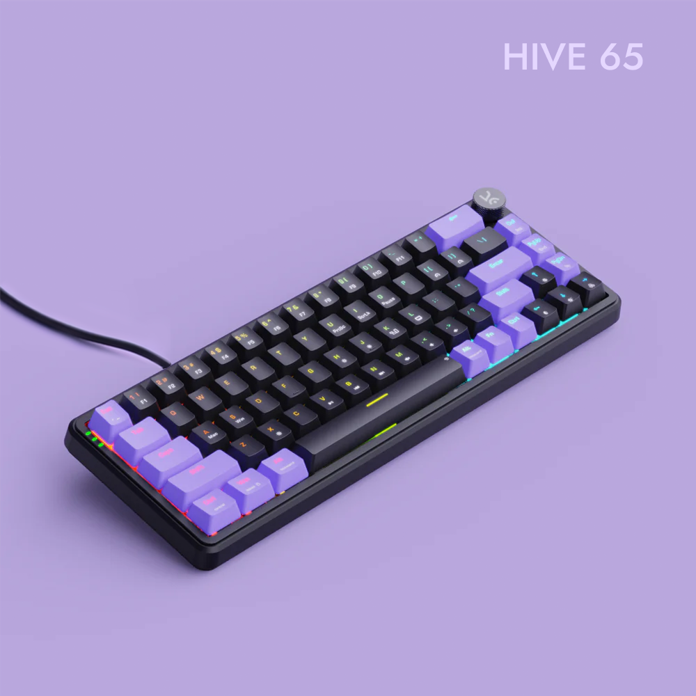Hive65 Black Purple Wired Mechanical Gaming Keyboard